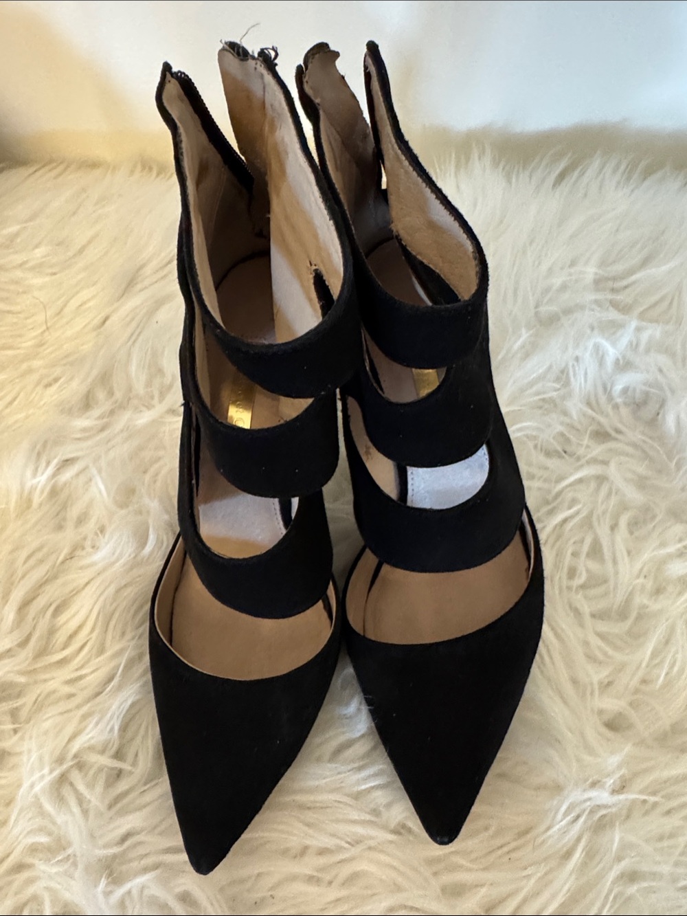 Louise et Cie Black Strappy Pointed-Toe Heels